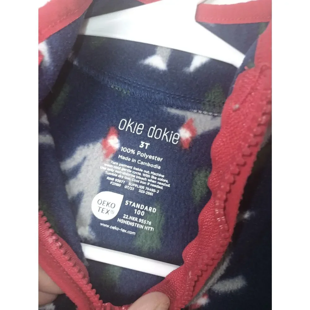 Okie Dokie Xmas Bigfoot‎ Sasquatch Quarter Zip Fleece Jacket Sweater Toddler 3T